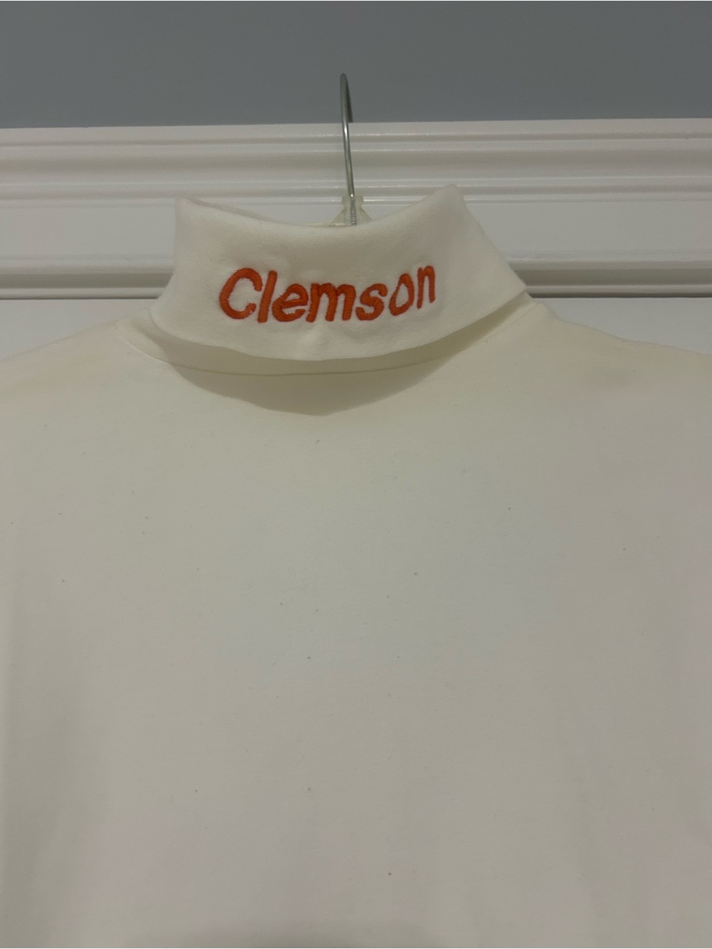 Clemson Embroidered Turtleneck Top - White